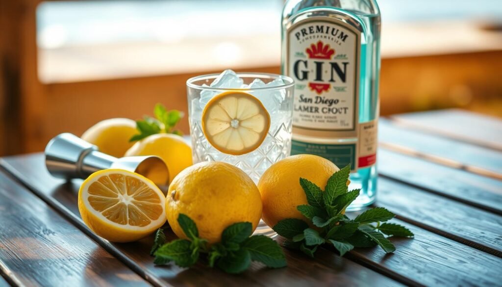ingredients for lemon san diego cocktail